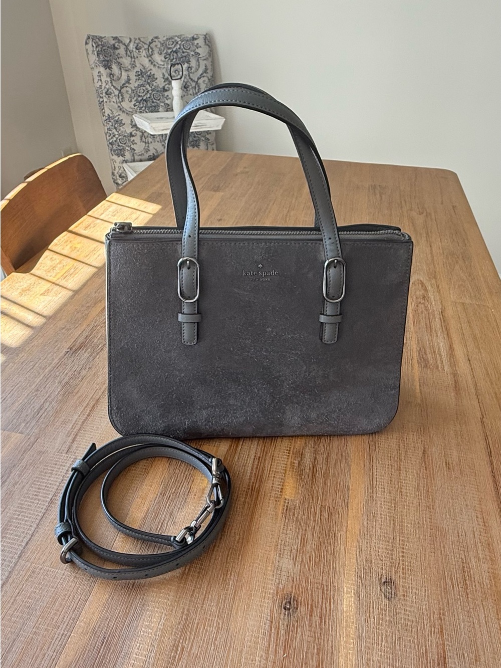 Kate Spade New York Gray Cedar Street-Style Structured Satchel Crossbody Bag